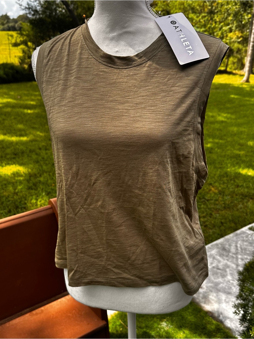 Athleta Olive Green Sleeveless Muscle Tee
